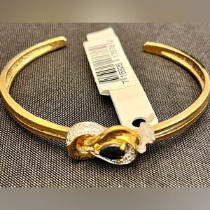 NEW PAC 18K Gold over Brass Sapphire Diamond Infinity Cuff Bracelet NWT Elegant
